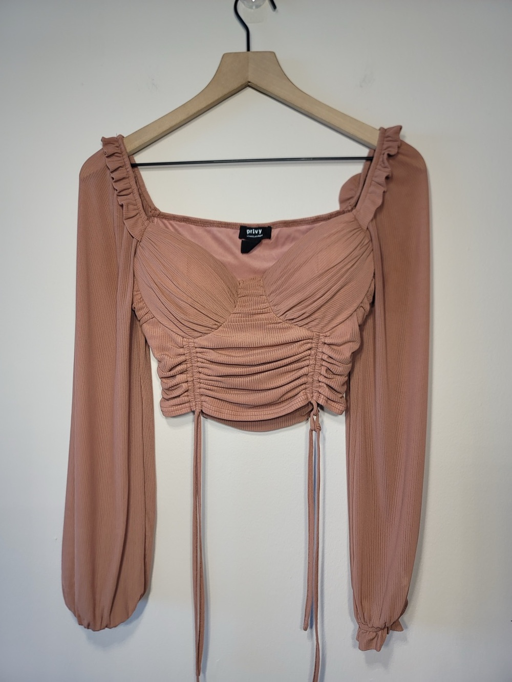Privy Ruched Rose Sweetheart Crop Top Romance Coquette Fairy Sz M Festival